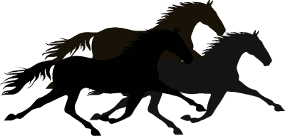 Three horses running